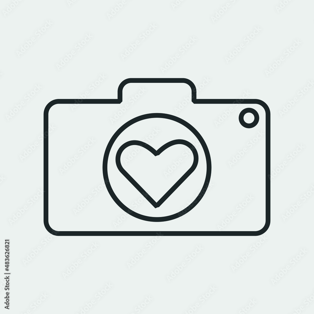 Camera love vector icon illustration sign Camera love vector icon illustration sign