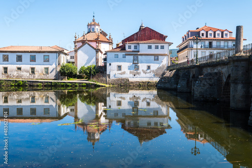 street view of chaves old town, portugal