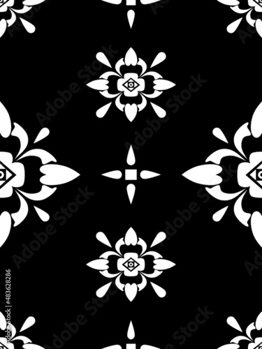 Black and white Geometric ethnic oriental pattern traditional Design for background carpet wallpaper clothing wrapping Batik fabric Vector illustration embroidery style.