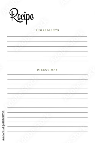 Recipe card template, cocktail recipe card, holiday recipe card, recipe card blank, photo greeting card template