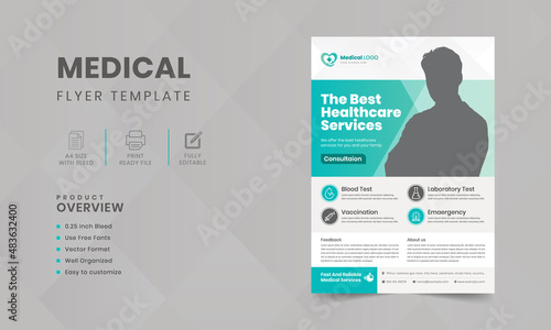 Doctor and Medical Flyer Design Template | Abstract Background Layout with Shape
