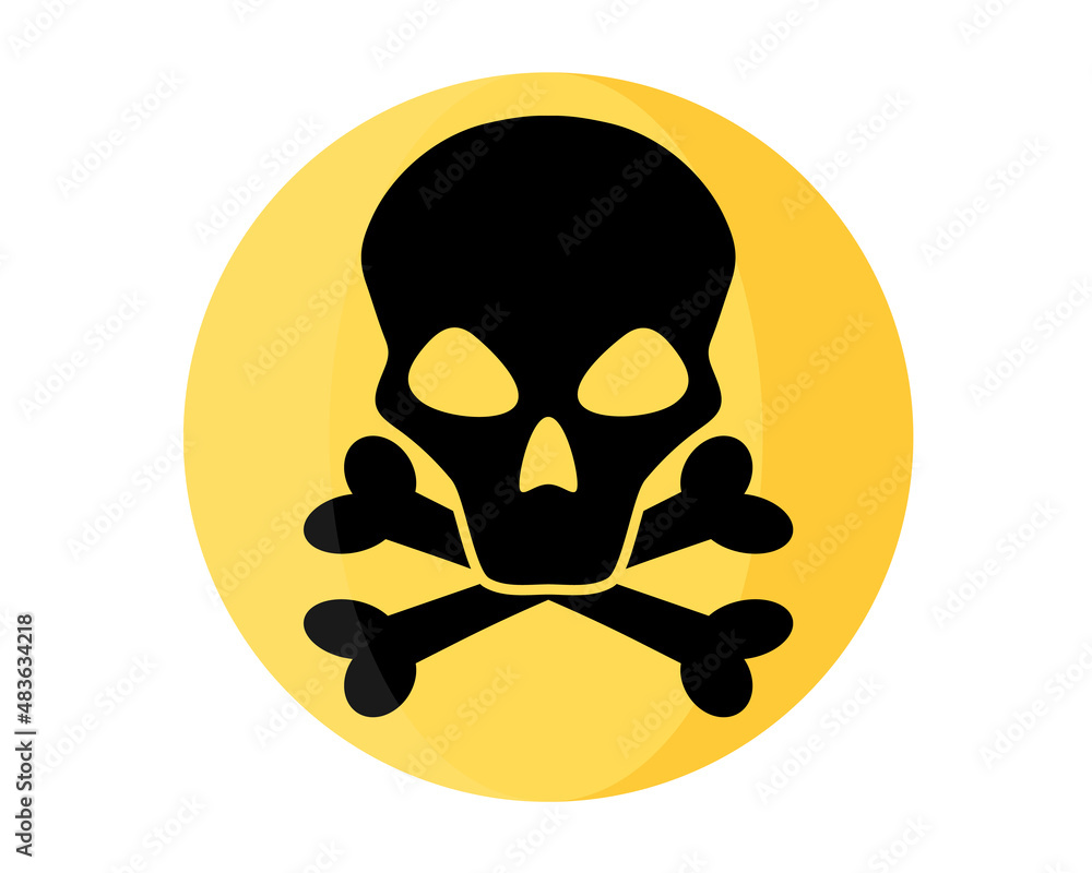 Round yellow symbol of chemical pollution, danger and weapon. Round yellow symbol of chemical pollution, danger and weapon.