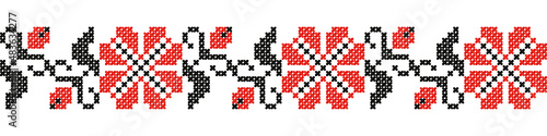 Embroidered cross-stitch ornament national pattern.Traditional Ukrainian folk Vyshyvanka. Perfect for wallpaper, wrapping paper, web page background, greetings, pattern fills, greeting cards.