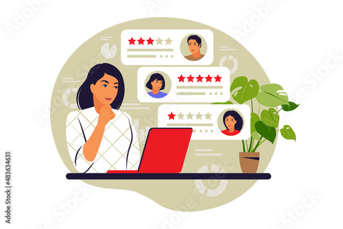 Online reviews concept. Star rating. Feedback concept. Vector illustration. Flat.