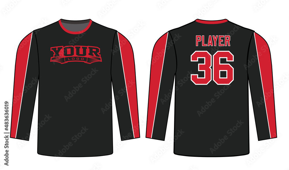 Naklejka premium Sports gear long sleeves template mockup perfect fit for all sports. The designs that go on casual wear, shirts, fashions apparel, and all kinds of team uniform