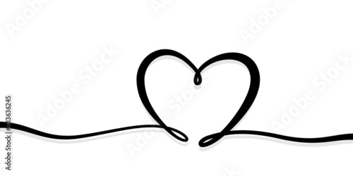 Line heart shape on white illustration
