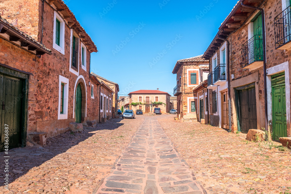 street view of castrillo de los polvazares maragato town, Spain