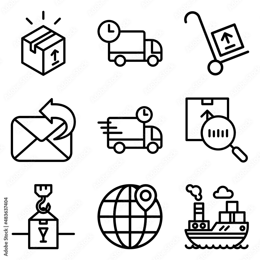 Delivery Flat Icon Set Isolated On White Background Delivery Flat Icon Set Isolated On White Background