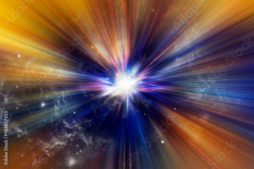 abstract space background with stars. Explosions of light, particles 