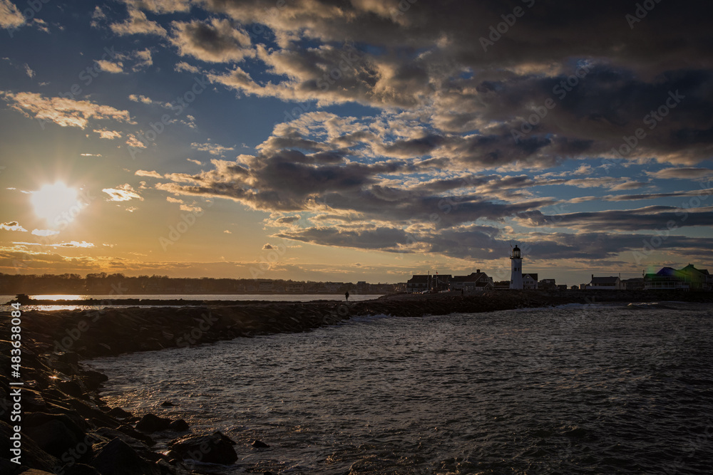 Sunset in Scituate Lighthouse, Massachusetts
