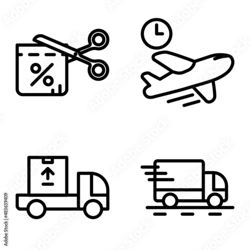Delivery Flat Icon Set Isolated On White Background
