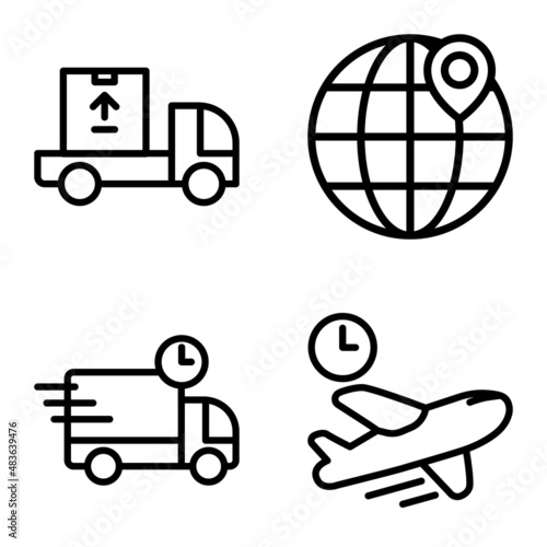 Delivery Flat Icon Set Isolated On White Background