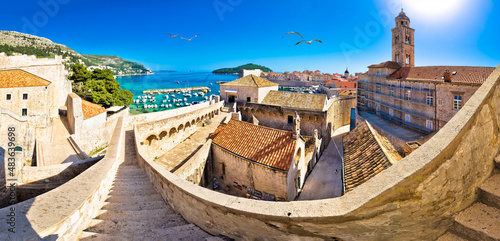 Dubrovnik. Panoramic scenic view of Dubrovnik historic walls and architecture