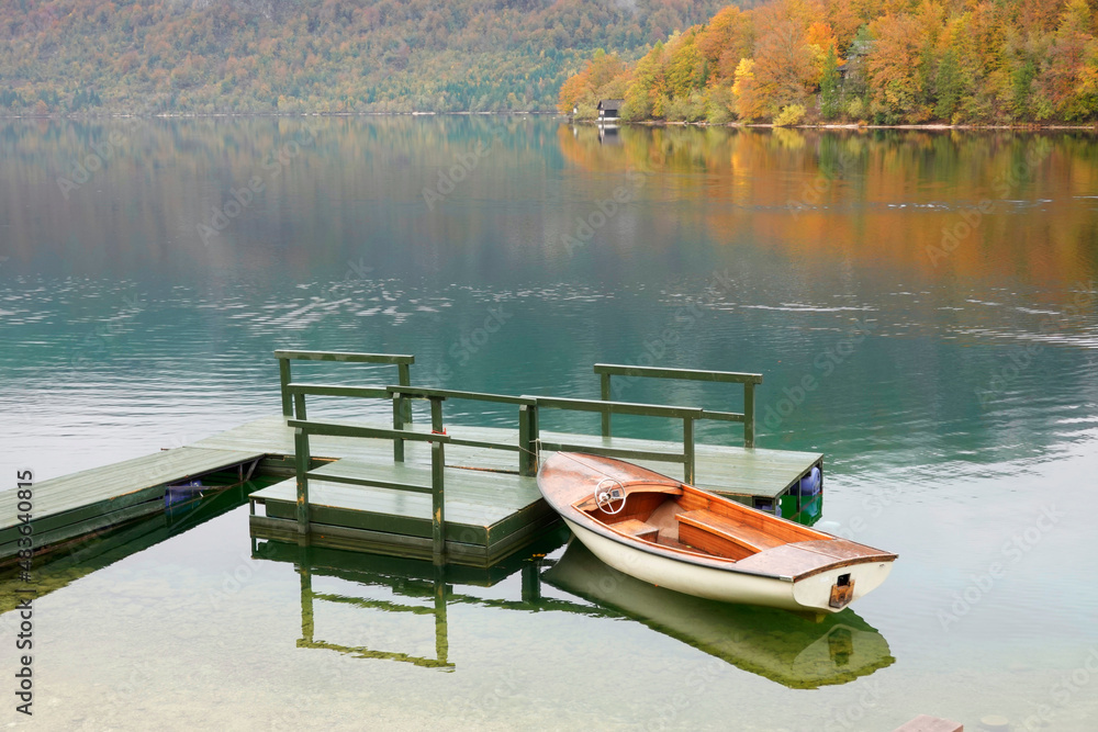 Picturesque lake Bohinj in autumn season, Triglav National Park, Slovenia, Europe        