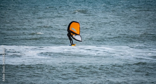 Canvas Print Wing Foil Surfer in Hanstholm denmark