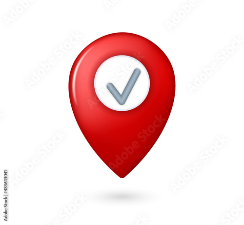 Navigator pin locator.  Creative GPS map pointer. Geolocation sign isolated on white background. sign done,
 shop, market, outlet store 3D illustration