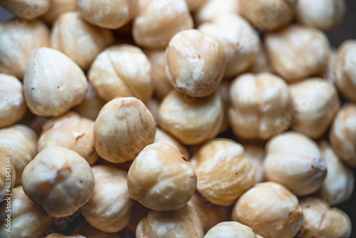 close up of a pile of hazelnuts