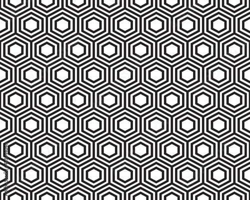 Black honeycomb seamless pattern on white background 
