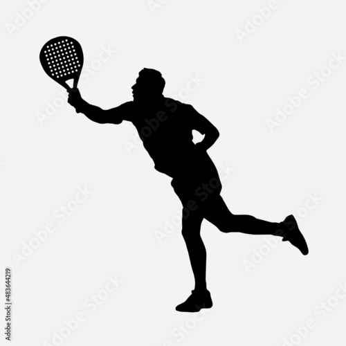 Padel Tennis Player Icon Illustration. Paddle Sport Vector Graphic Symbol Clip Art. Sketch Black Sign young man is padel tennis player jump to the ball good looking for posts and poster video