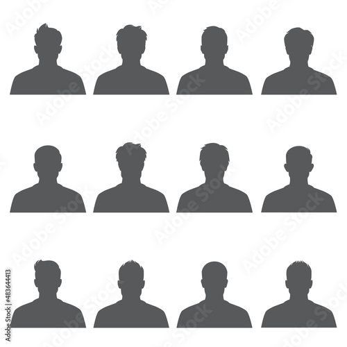 vector illustration of avatars, profile icon, head silhouette