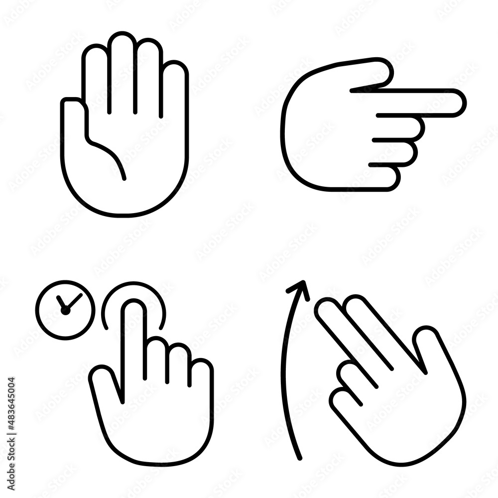 Allhandgestures Flat Icon Set Isolated On White Background Allhandgestures Flat Icon Set Isolated On White Background
