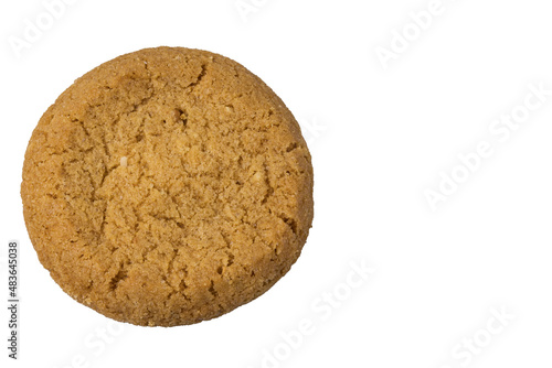 Close up view of a oatmeal cookies isolated on a white background.
