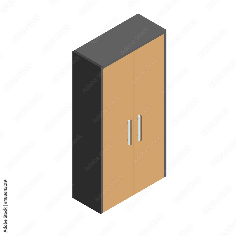Office furniture. Wardrobe isometric vector illustration isolated on white Office furniture. Wardrobe isometric vector illustration isolated on white