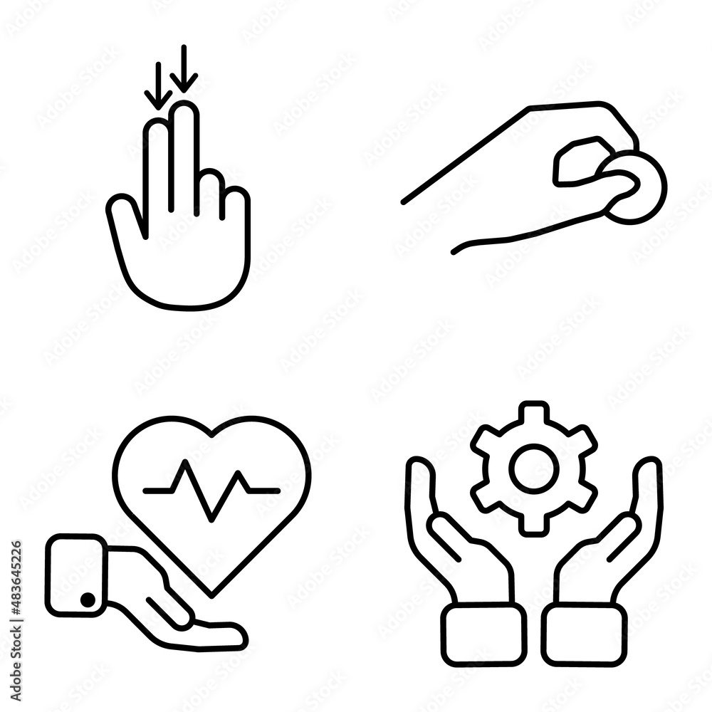 Allhandgestures Flat Icon Set Isolated On White Background Allhandgestures Flat Icon Set Isolated On White Background