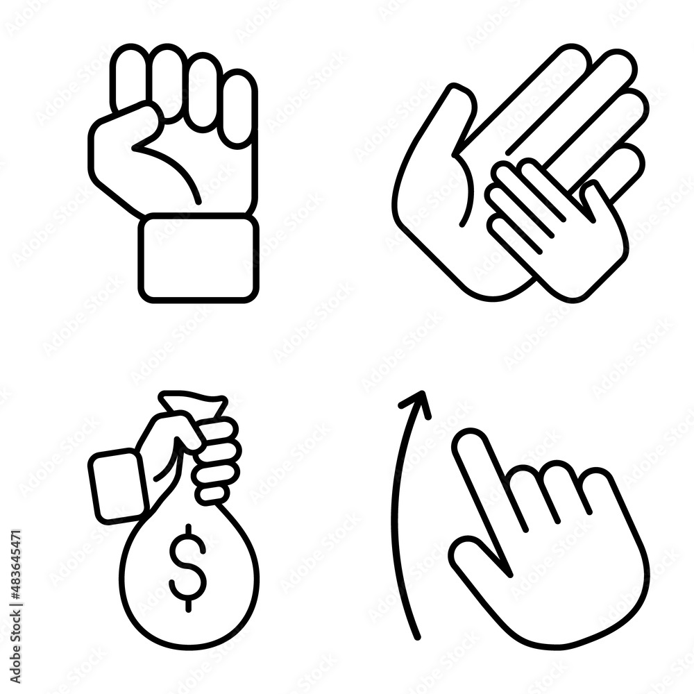 Allhandgestures Flat Icon Set Isolated On White Background Allhandgestures Flat Icon Set Isolated On White Background