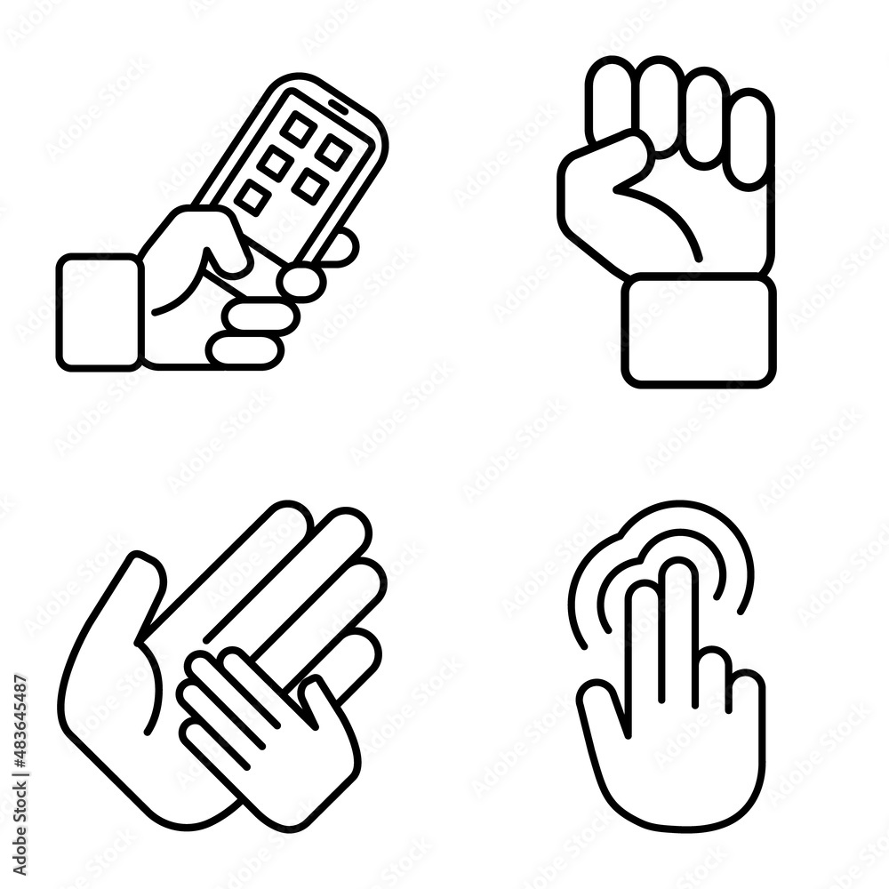 Fototapeta premium Allhandgestures Flat Icon Set Isolated On White Background