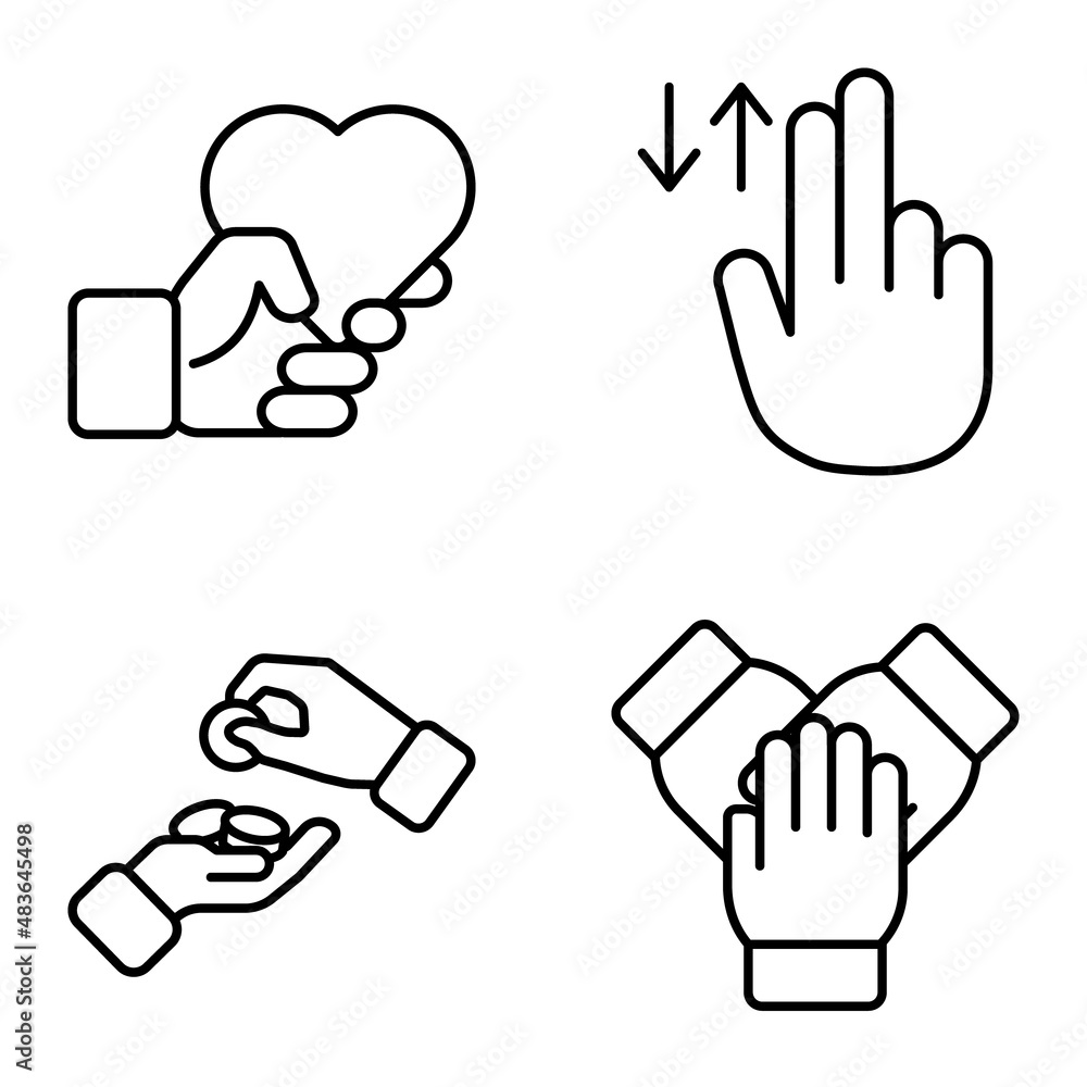 Allhandgestures Flat Icon Set Isolated On White Background Allhandgestures Flat Icon Set Isolated On White Background
