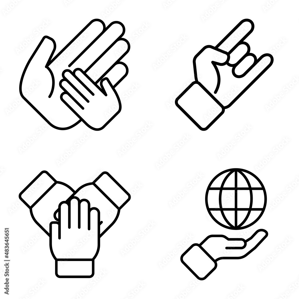 Allhandgestures Flat Icon Set Isolated On White Background Allhandgestures Flat Icon Set Isolated On White Background