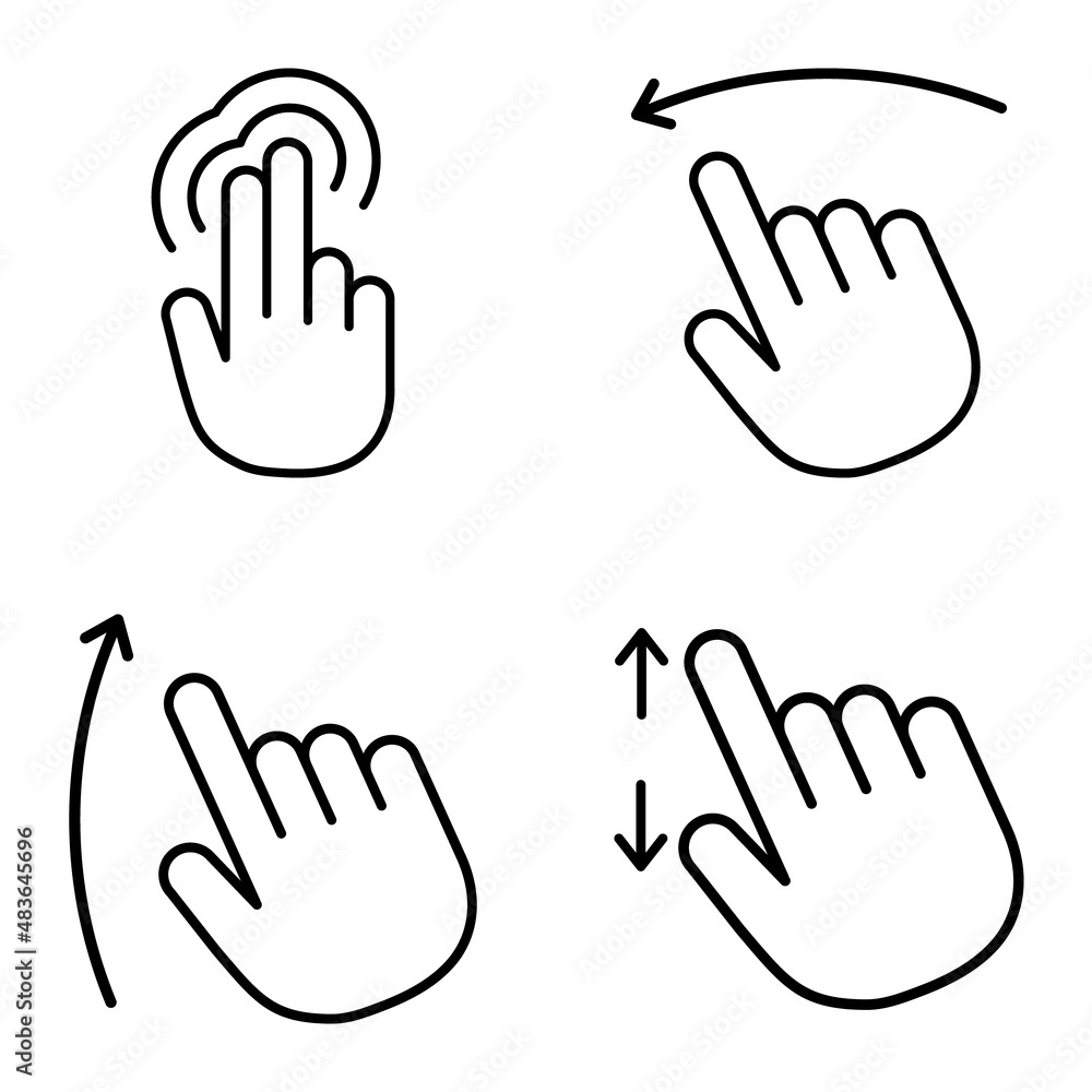 Allhandgestures Flat Icon Set Isolated On White Background Allhandgestures Flat Icon Set Isolated On White Background