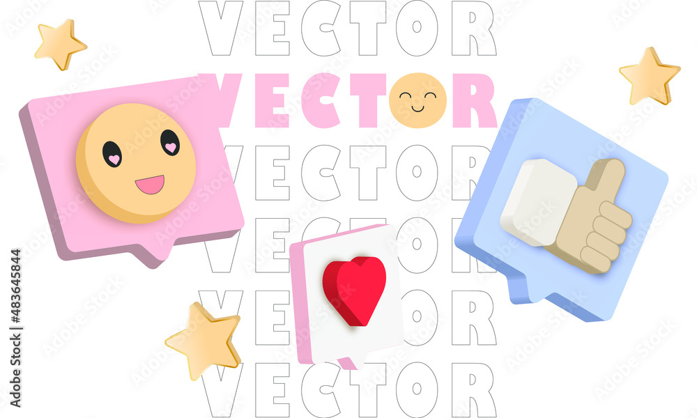 3D Social media communication chat thumb up vector icon 3D Social media communication chat thumb up vector icon