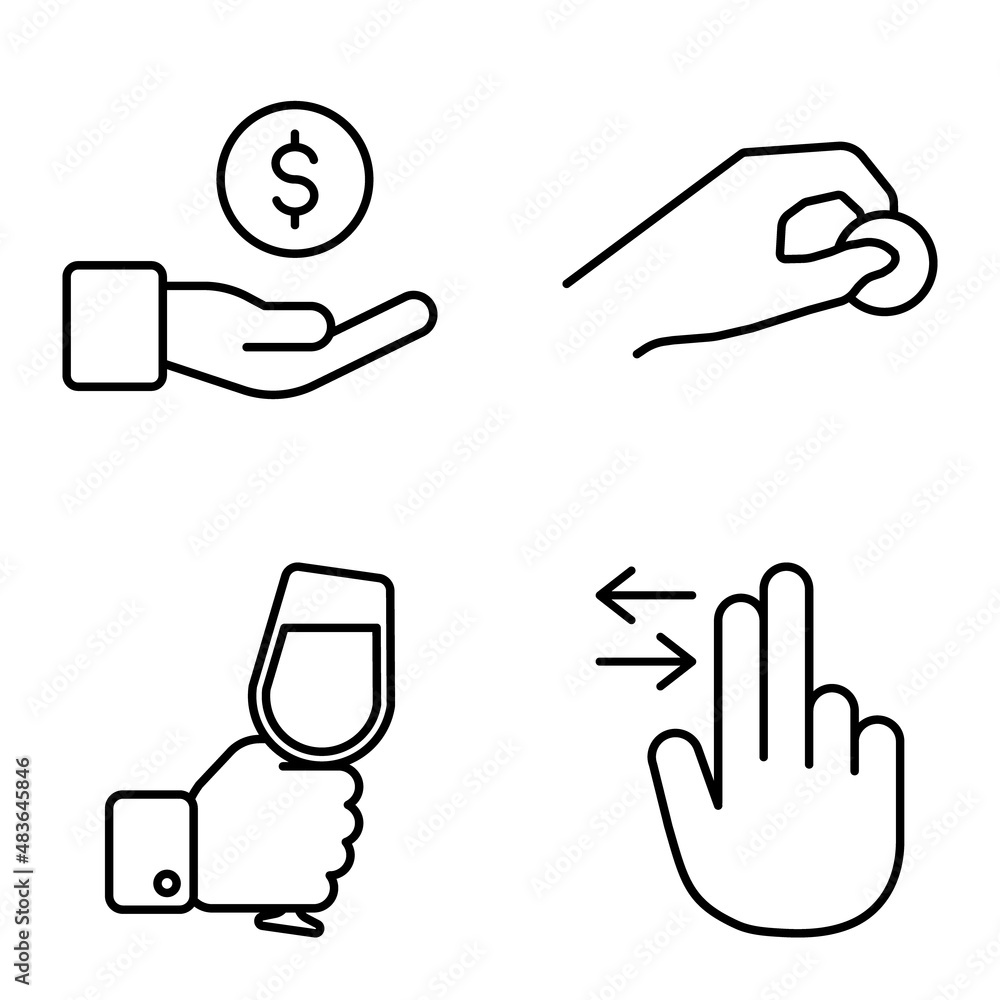 Allhandgestures Flat Icon Set Isolated On White Background Allhandgestures Flat Icon Set Isolated On White Background