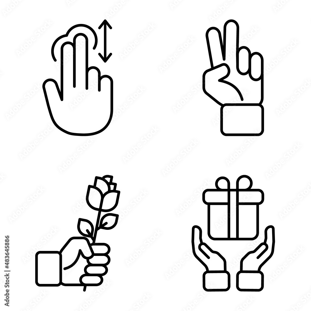 Allhandgestures Flat Icon Set Isolated On White Background Allhandgestures Flat Icon Set Isolated On White Background