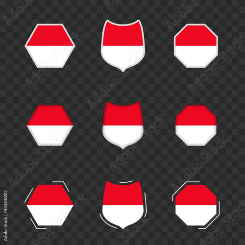 Free Download National symbols of Indonesia on a dark transparent background, vector flags of Indonesia. - GFXLoad