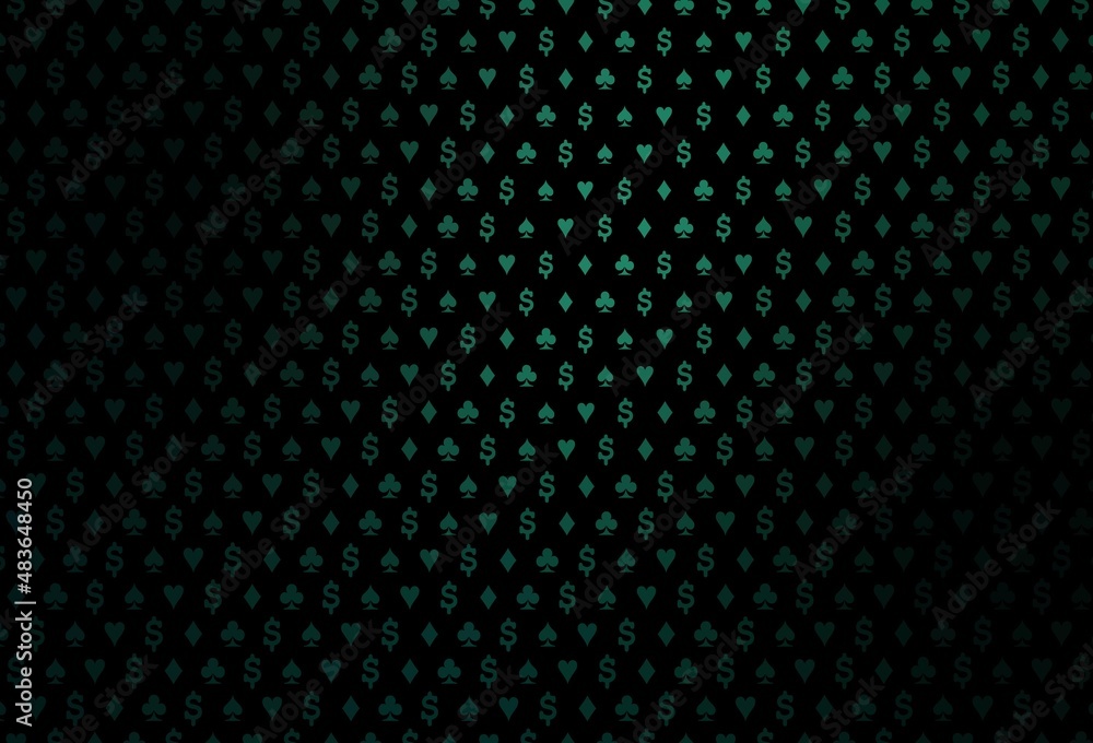 Dark green vector pattern with symbol of cards. Dark green vector pattern with symbol of cards.