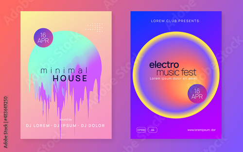Neon Fest. Creative Pattern For Invitation Design. Bright Electronic Party. Club And Nightlife Concept. Jazz Art For Set. Blue And Purple Neon Fest