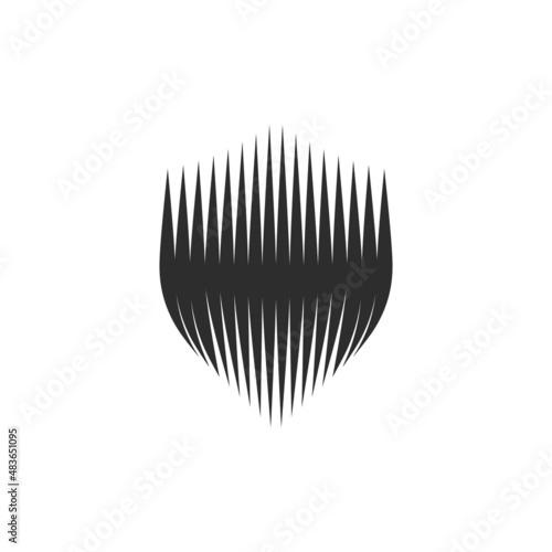 Unusually stylized shield. Creative protection emblem design template. Flat vector illustration isolated on white background.
