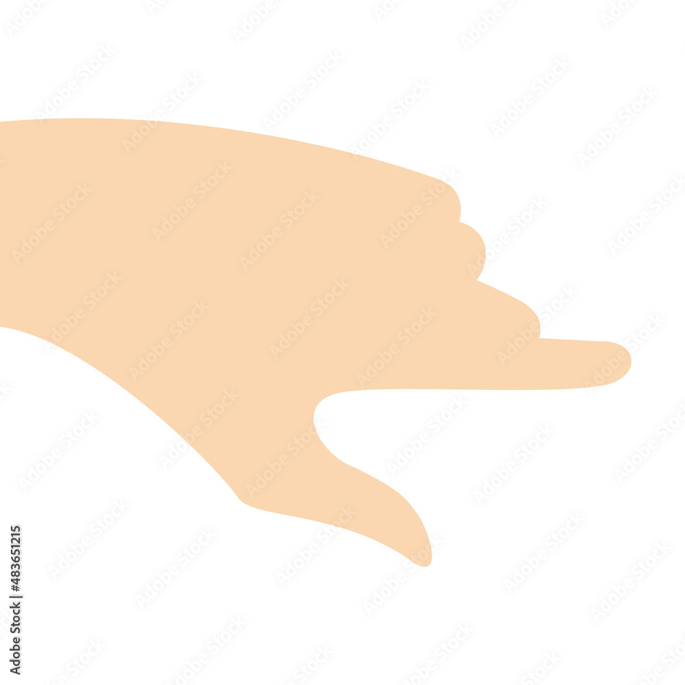 Skin color arrow hand pointing finger sign. Flat vector illustration isolated on white background. Skin color arrow hand pointing finger sign. Flat vector illustration isolated on white background.