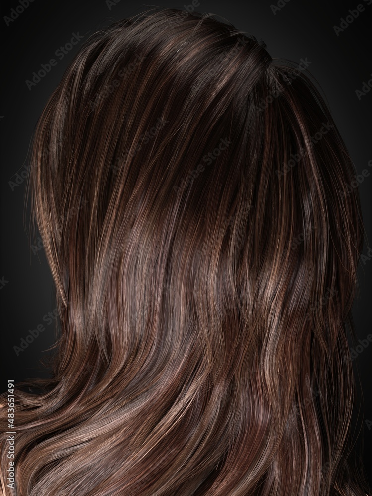 Portrait of a beautiful posing young brunette woman with salon design hair. Back view. Side view. Thick hair women's fashion. Haircare. 3D rendering.
Portrait of a beautiful posing young brunette woman with salon design hair. Back view. Side view. Thick hair women's fashion. Haircare. 3D rendering.