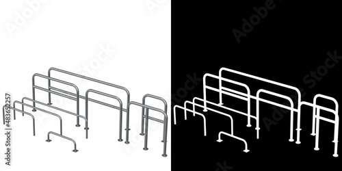 Papier peint 3D rendering illustration of some perimeter hooped barriers