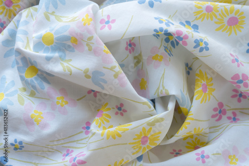 floral prints fabric with folds or creases