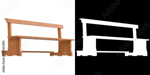 Foto 3D rendering illustration of a pew bench with kneeler