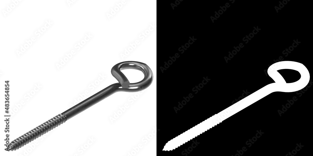 3D rendering illustration of a pigtail eye screw 3D rendering illustration of a pigtail eye screw