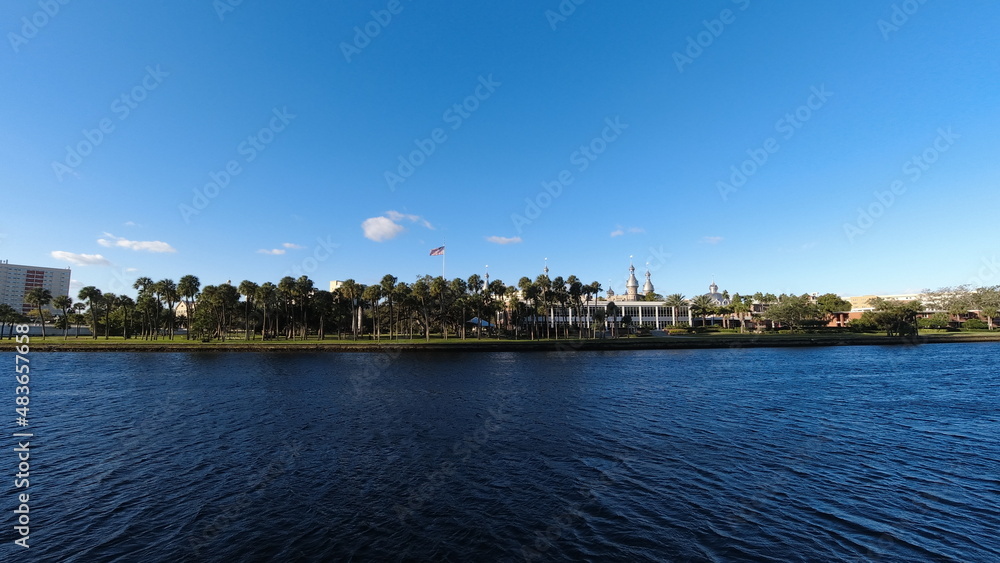 Beautiful Tampa city downtown and Hillsborough river landscape