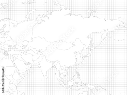 Asia simple outline blank map