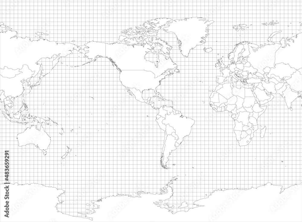 Obraz premium World simple outline blank map