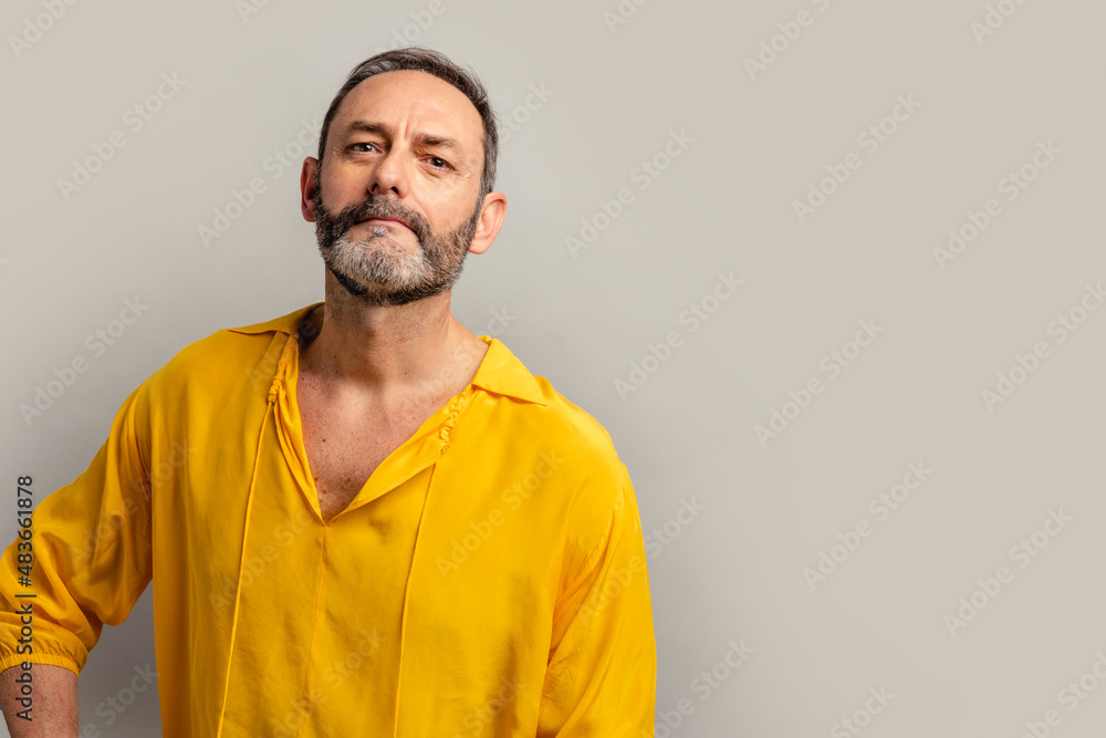 Stylish handsome grey bearded senior on casual clothes Stylish handsome grey bearded senior on casual clothes